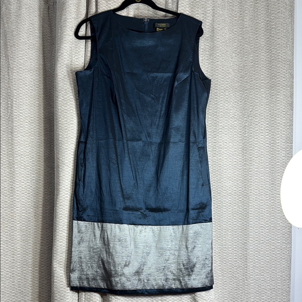 Elegant Shiny Blue and Silver Dress with pockets.
